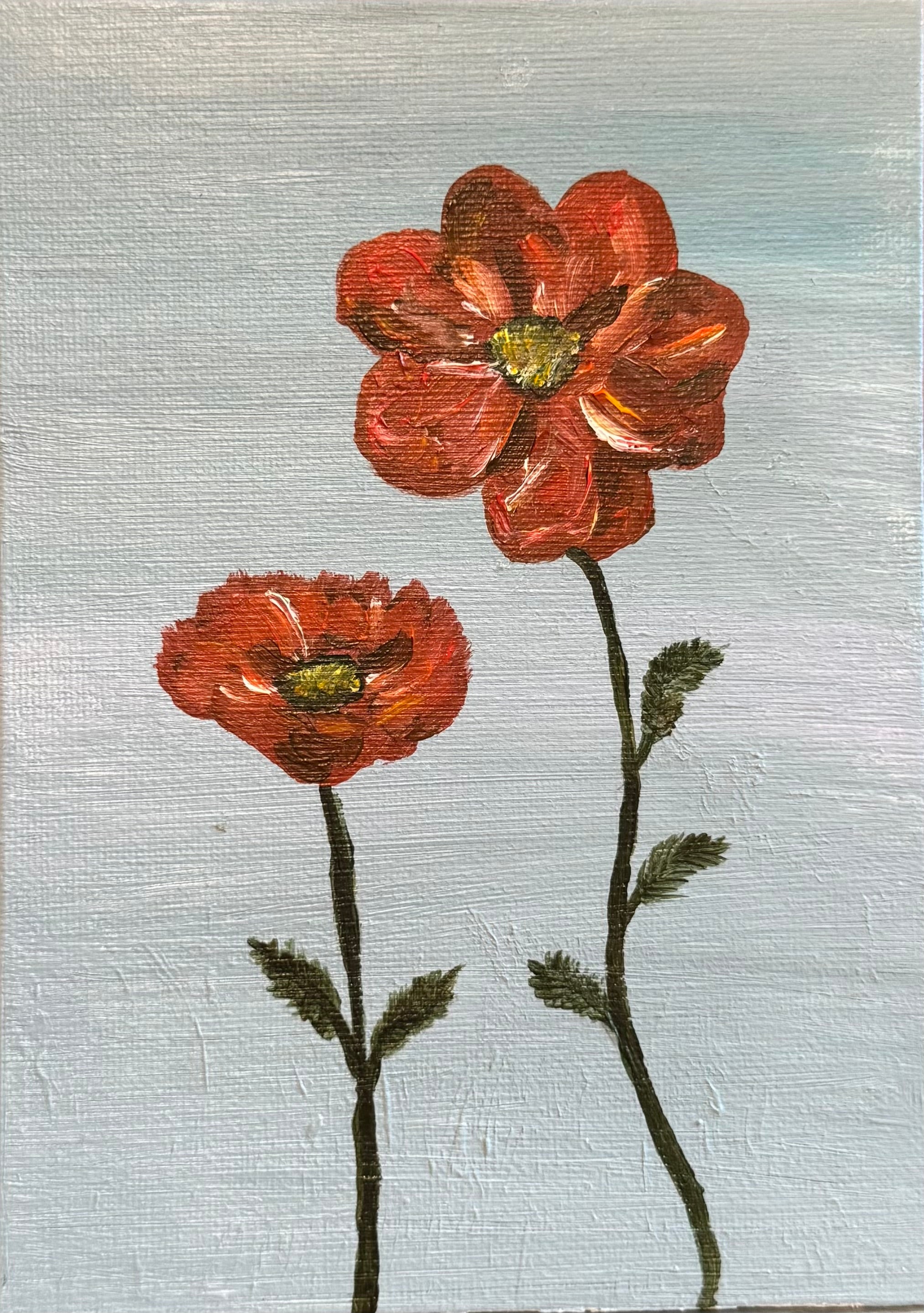 The Poppies - acrylic on canvas 5 x 7